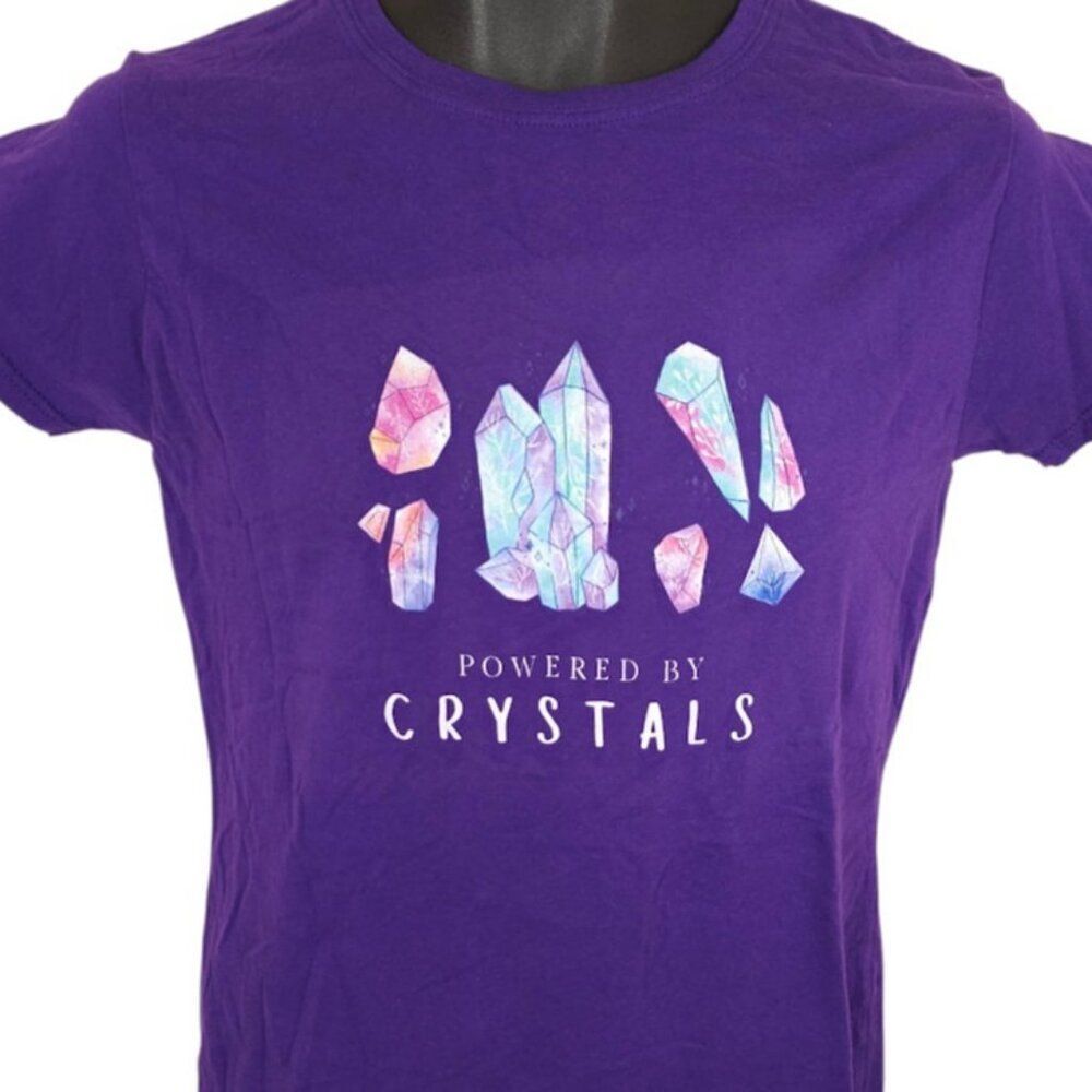 Powered By Crystals T Shirt Womens Size Small Purple
